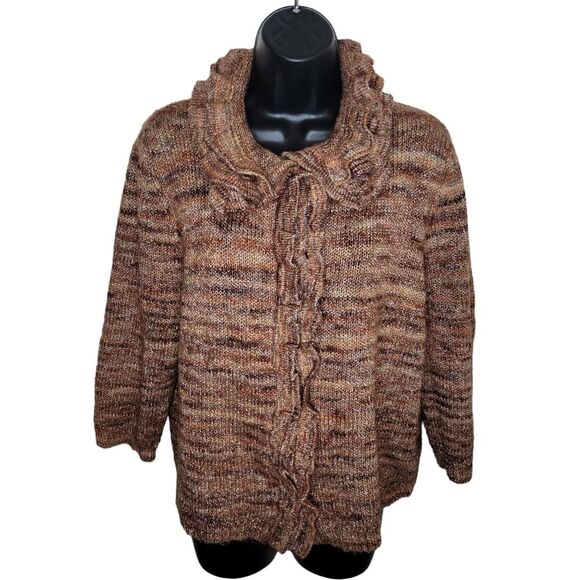 Ruby Rd. Ruffle neck cardigan sweater size XL - Picture 1 of 7
